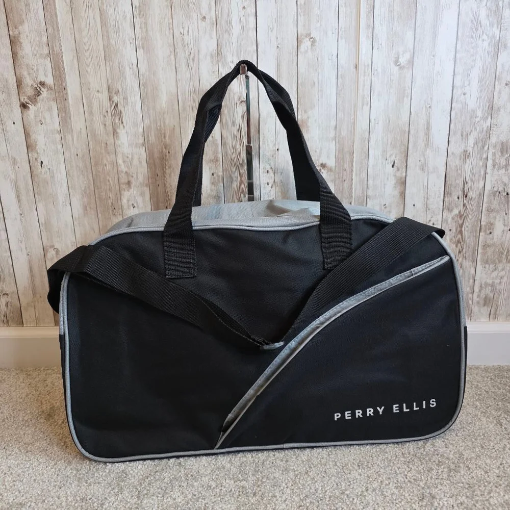 Perry Ellis Duffle Bag Medium Black Gray